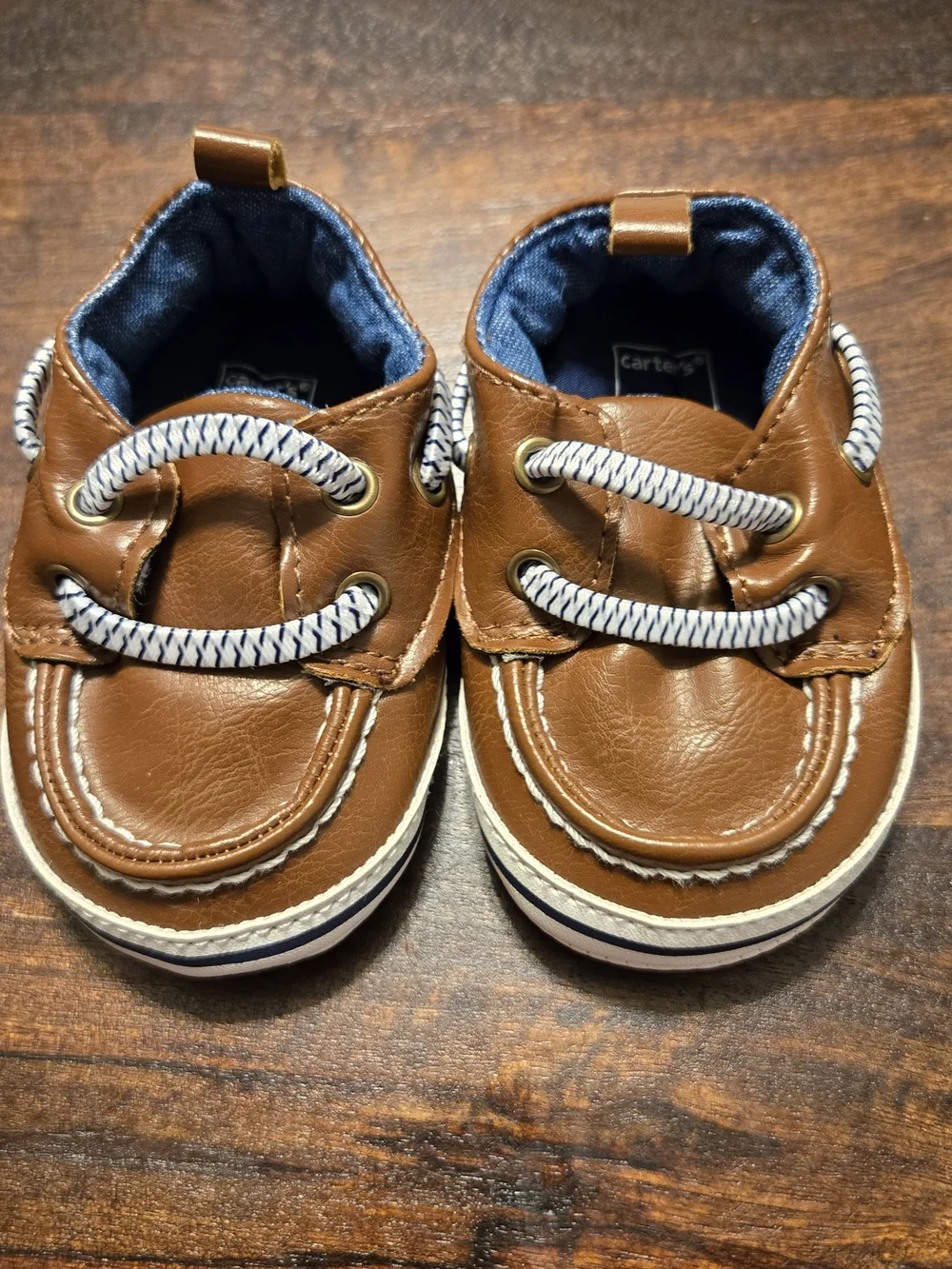 Carter's Brown Leather-Look Baby Boat Shoes 0-3 Months